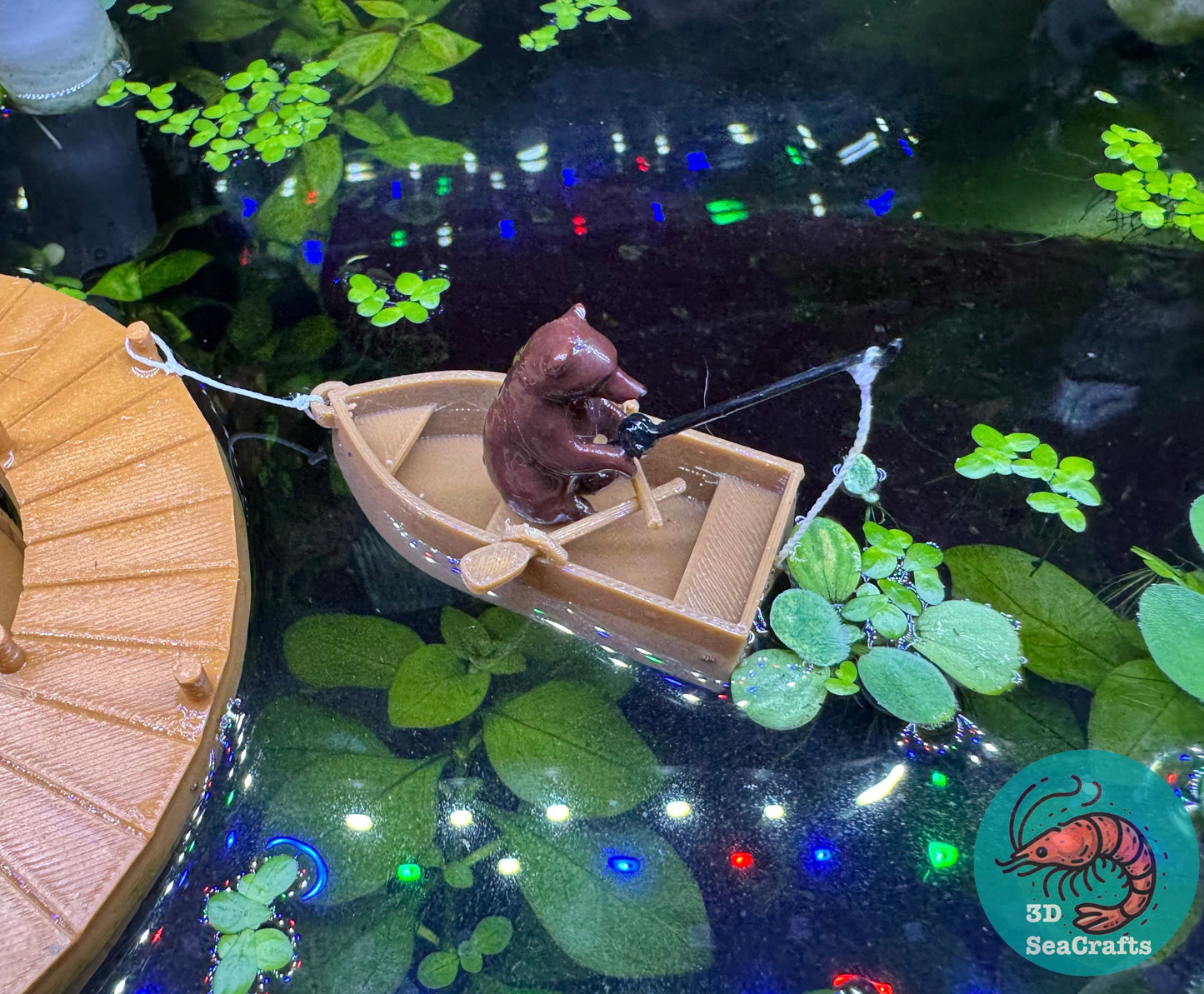 Fishing Brown Bear and Rowboat Floating Decor