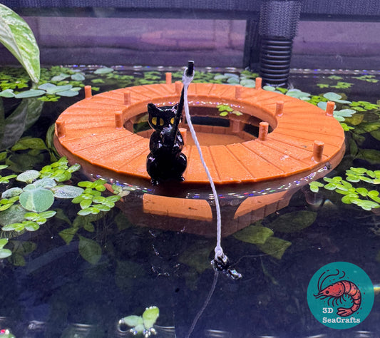 Fishing Black Cat and Rowboat Floating Decor