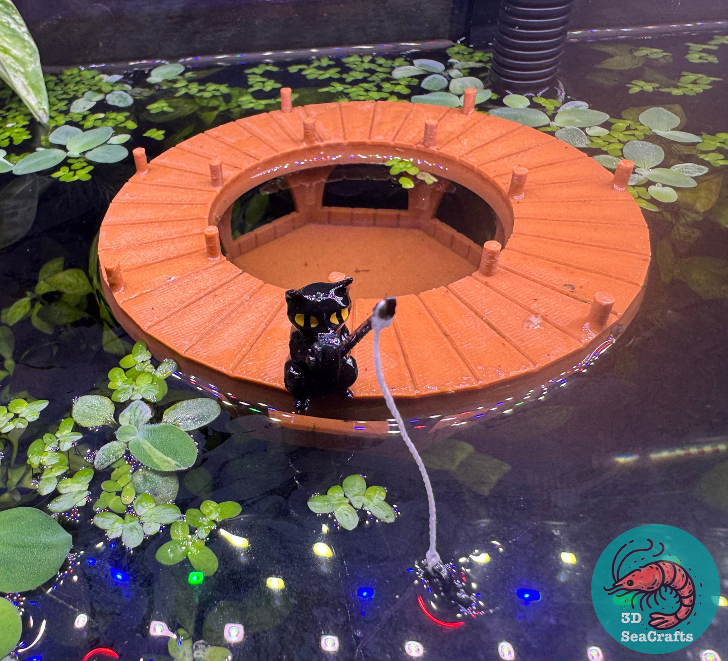 Fishing Black Cat and Rowboat Floating Decor