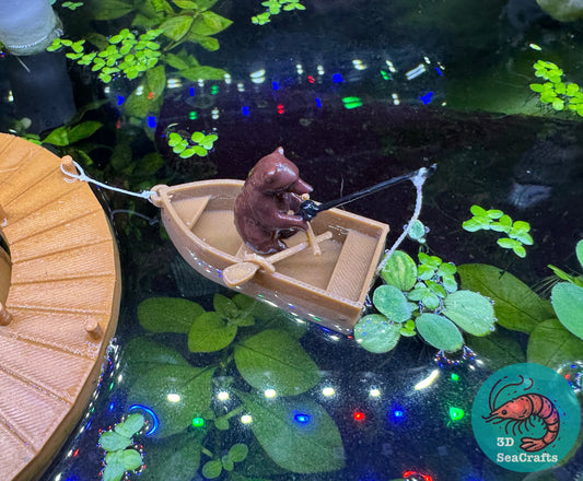 Fishing Brown Bear and Rowboat Floating Decor